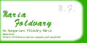 maria foldvary business card