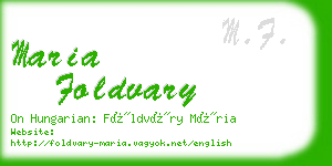 maria foldvary business card